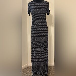 Michael Kors black and gray striped maxi dress